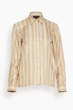 Featured Products 23 NILI LOTAN Lou Shirt In Chain Link Khaki/Ivory