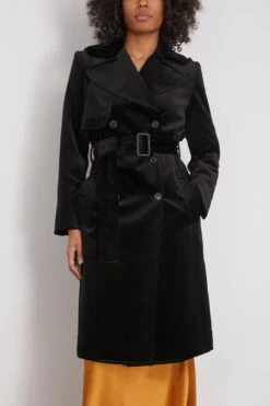 Bogart Velvet Trench Coat In Black -All Seasons Style callasmilano BogartVelvetTrenchCoatinBlack 2