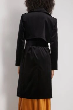 Bogart Velvet Trench Coat In Black -All Seasons Style callasmilano BogartVelvetTrenchCoatinBlack 3