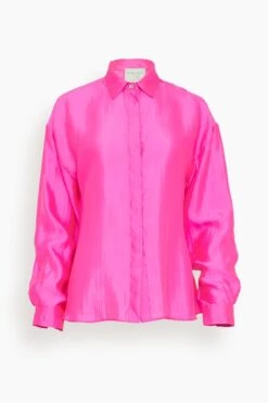 FORTE_FORTE Contemporary Habotai Boyfriend Shirt In Magenta