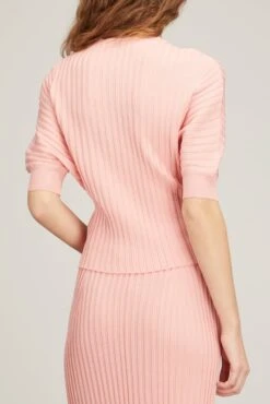 Knit Cardigan With Short Sleeves In Light Coral 10 Knit Cardigan With Short Sleeves In Light Coral -All Seasons Style christian wijnants knit cardigan with short sleeves in light coral 3