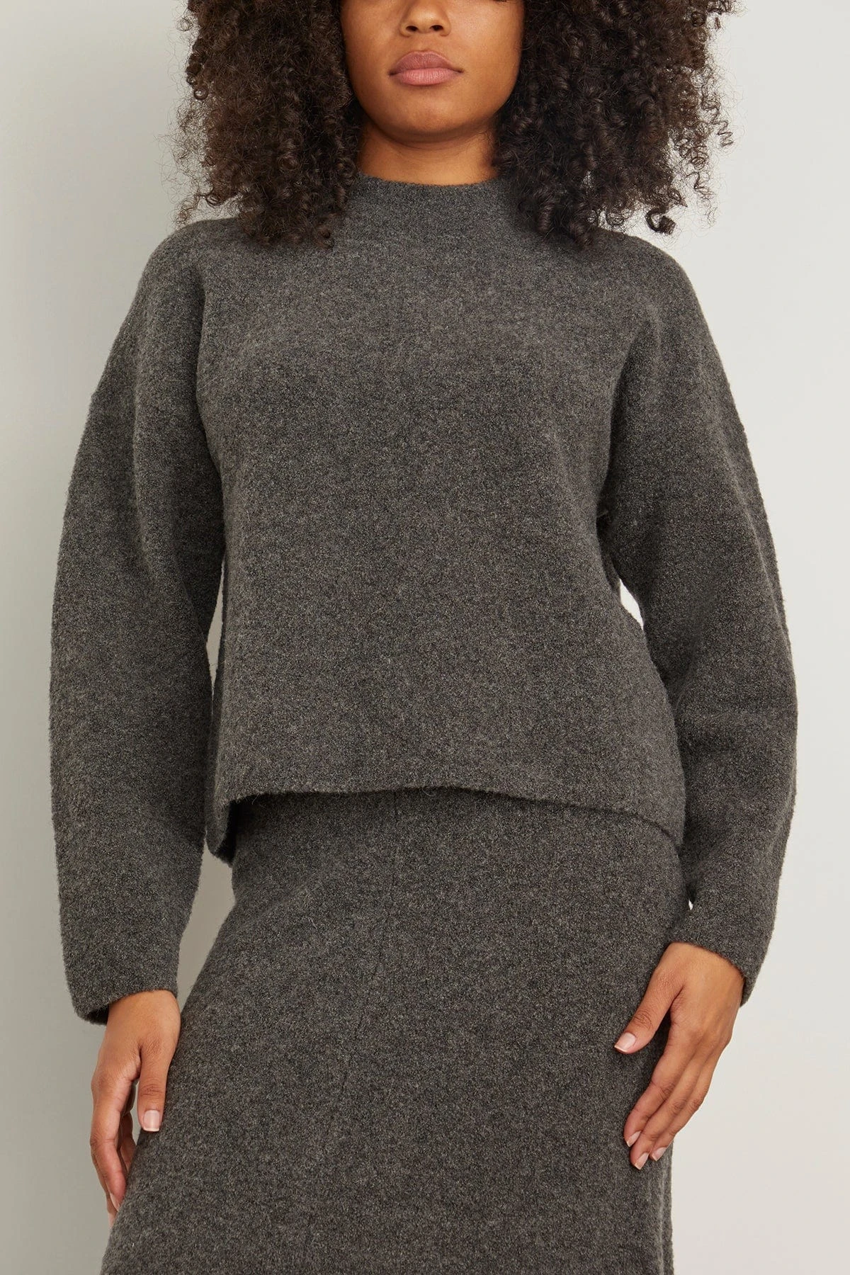 Alva Boucle Cocoon Knit Top In Charcoal 5 Alva Boucle Cocoon Knit Top In Charcoal - Image 3