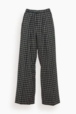 Trouser In Cream Check Black Base