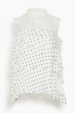 Sacai Polka Dot Flock Print Pullover In Off White