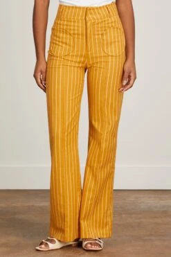 Yoshi Pants In Mustard Stripes 8 Yoshi Pants In Mustard Stripes -All Seasons Style destree jasper shirt in warm sand 5