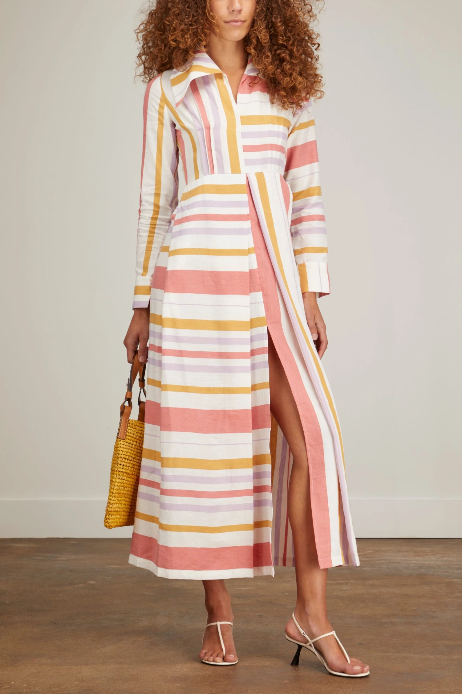 Urs Stripe Dress In White Orange And Lilac 4 Urs Stripe Dress In White Orange And Lilac - Image 2