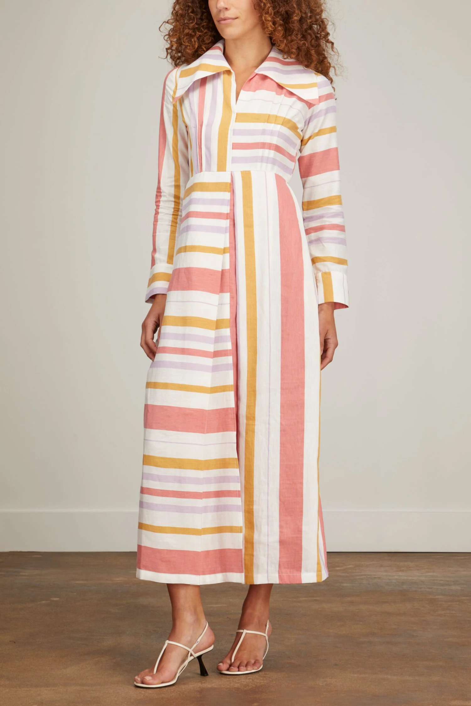 Urs Stripe Dress In White Orange And Lilac 5 Urs Stripe Dress In White Orange And Lilac - Image 3