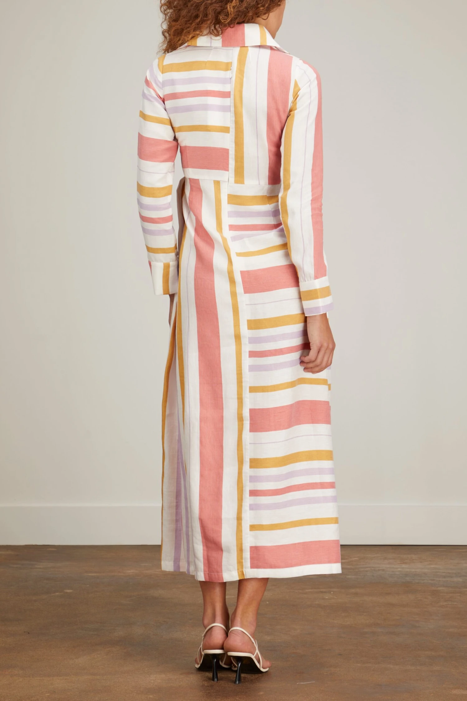 Urs Stripe Dress In White Orange And Lilac 6 Urs Stripe Dress In White Orange And Lilac - Image 4