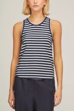 DOROTHEE SCHUMACHER Endless Shimmer Top In Silver Navy Mix 8 DOROTHEE SCHUMACHER Endless Shimmer Top In Silver Navy Mix -All Seasons Style dorothee endless shimmer top in silver navy mix 2