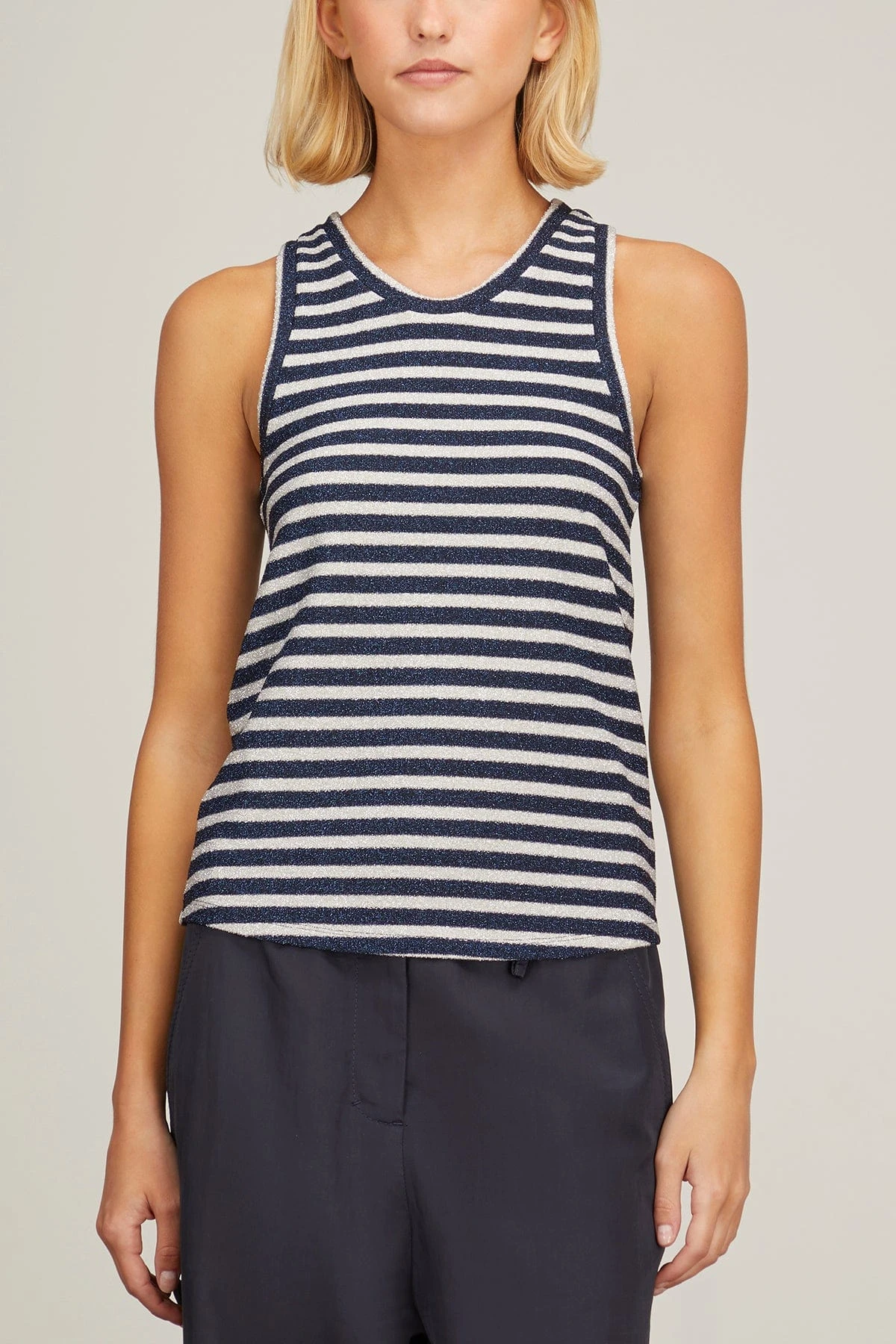 DOROTHEE SCHUMACHER Endless Shimmer Top In Silver Navy Mix 5 DOROTHEE SCHUMACHER Endless Shimmer Top In Silver Navy Mix - Image 3