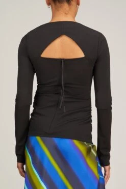 DOROTHEE SCHUMACHER Emotional Essence Blouse Top In Pure Black -All Seasons Style dorothee schumacher emotional essence blouse top in pure black 3