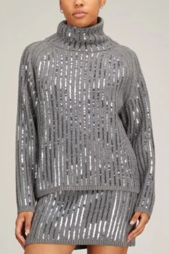 DOROTHEE SCHUMACHER Sequin Statement Pullover In True Grey -All Seasons Style dorothee schumacher sequin statement pullover in true grey 2