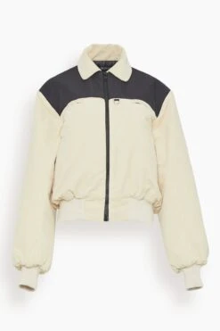 Nylon And Velvet Bomber In Black/Cream