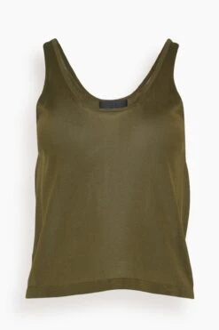 NILI LOTAN Winona Silk Tank In Army Green