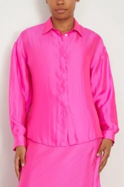 FORTE_FORTE Contemporary Habotai Boyfriend Shirt In Magenta 8 FORTE_FORTE Contemporary Habotai Boyfriend Shirt In Magenta -All Seasons Style forte ContemporaryHabotaiBoyfriendShirtinMagenta 2