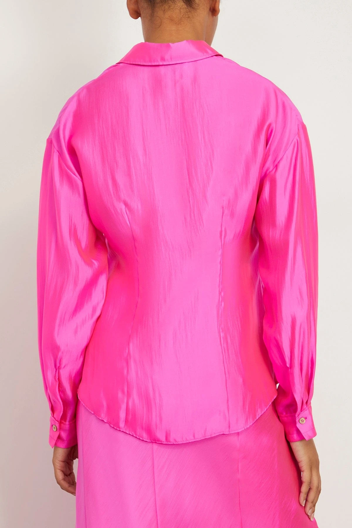 FORTE_FORTE Contemporary Habotai Boyfriend Shirt In Magenta 6 FORTE_FORTE Contemporary Habotai Boyfriend Shirt In Magenta - Image 4