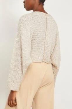 FORTE_FORTE Lurex Chenille Poncho Sweater In Gold -All Seasons Style forte LurexChenillePonchoSweaterinGold 3