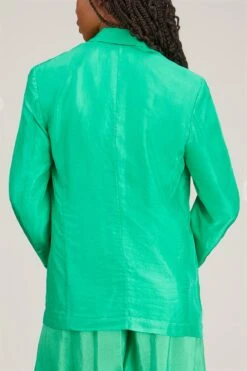 FORTE_FORTE Habotai Silk Jacket In Emerald 9 FORTE_FORTE Habotai Silk Jacket In Emerald -All Seasons Style forte habotai silk jacket in emerald 3