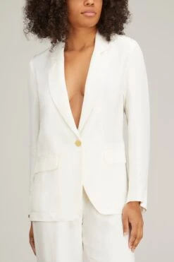 FORTE_FORTE Ripstop Fluid Viscose Jacket In White 8 FORTE_FORTE Ripstop Fluid Viscose Jacket In White -All Seasons Style forte ripstop fluid viscose jacket in white 2