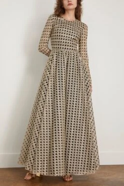 GIAMBATTISTA VALLI Embroidered Tulle Dress In Black/Gold -All Seasons Style giambattista EmbroideredTulleDressinBlackGold 2