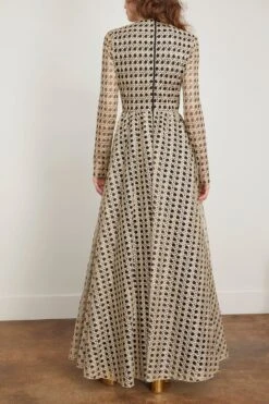 GIAMBATTISTA VALLI Embroidered Tulle Dress In Black/Gold -All Seasons Style giambattista EmbroideredTulleDressinBlackGold 3