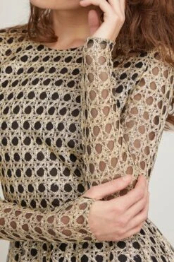 GIAMBATTISTA VALLI Embroidered Tulle Dress In Black/Gold -All Seasons Style giambattista EmbroideredTulleDressinBlackGold 4