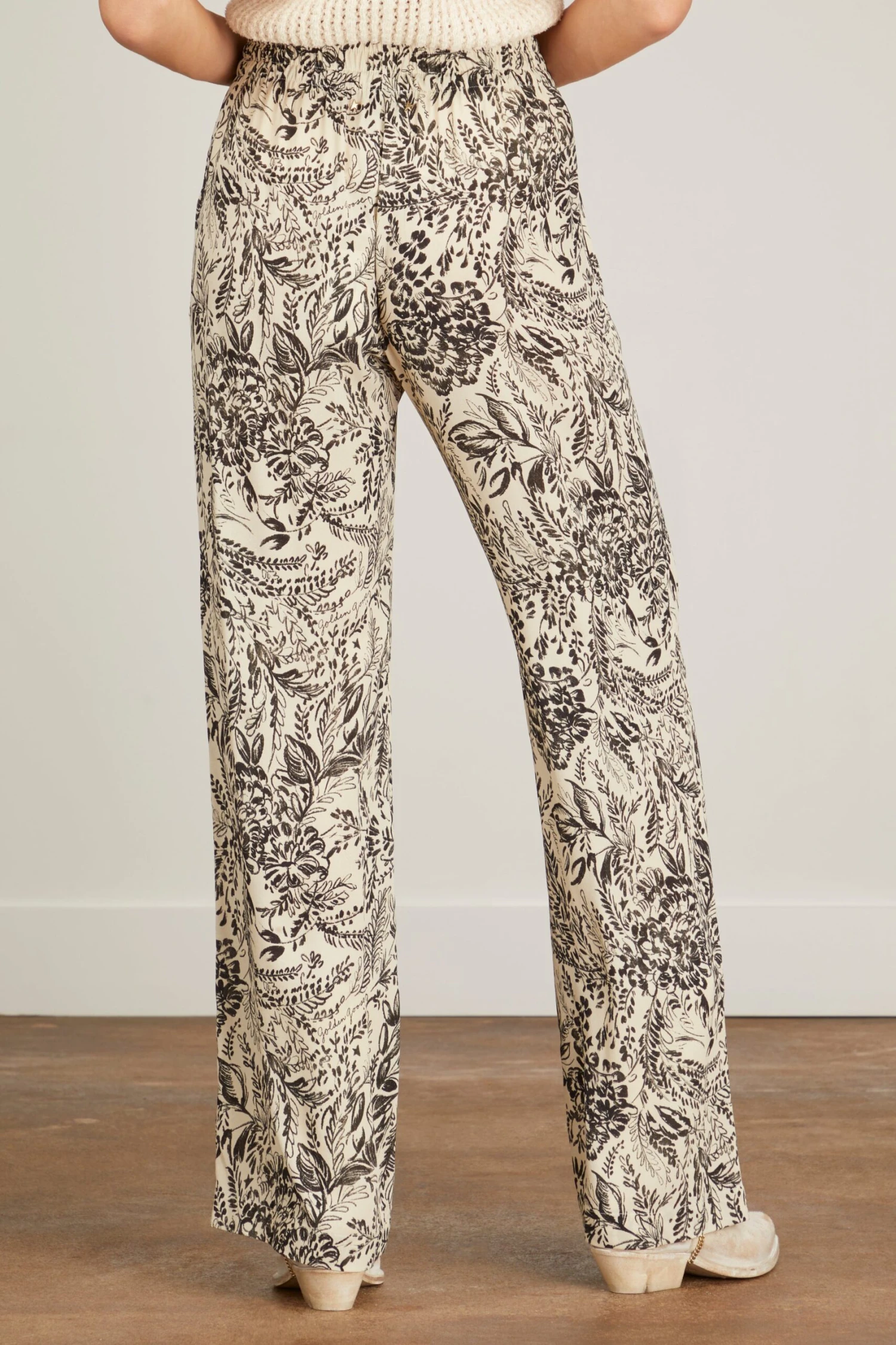 Golden Goose Crepe Viscose Jogging Pant In Bone White/Black 6 Golden Goose Crepe Viscose Jogging Pant In Bone White/Black - Image 4