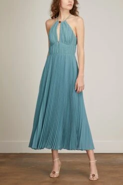 Carli Plisse Halter Midi Dress In Celeste Blue 9 Carli Plisse Halter Midi Dress In Celeste Blue -All Seasons Style jonathan simkhai carli plisse halter midi dressin celeste blue 2