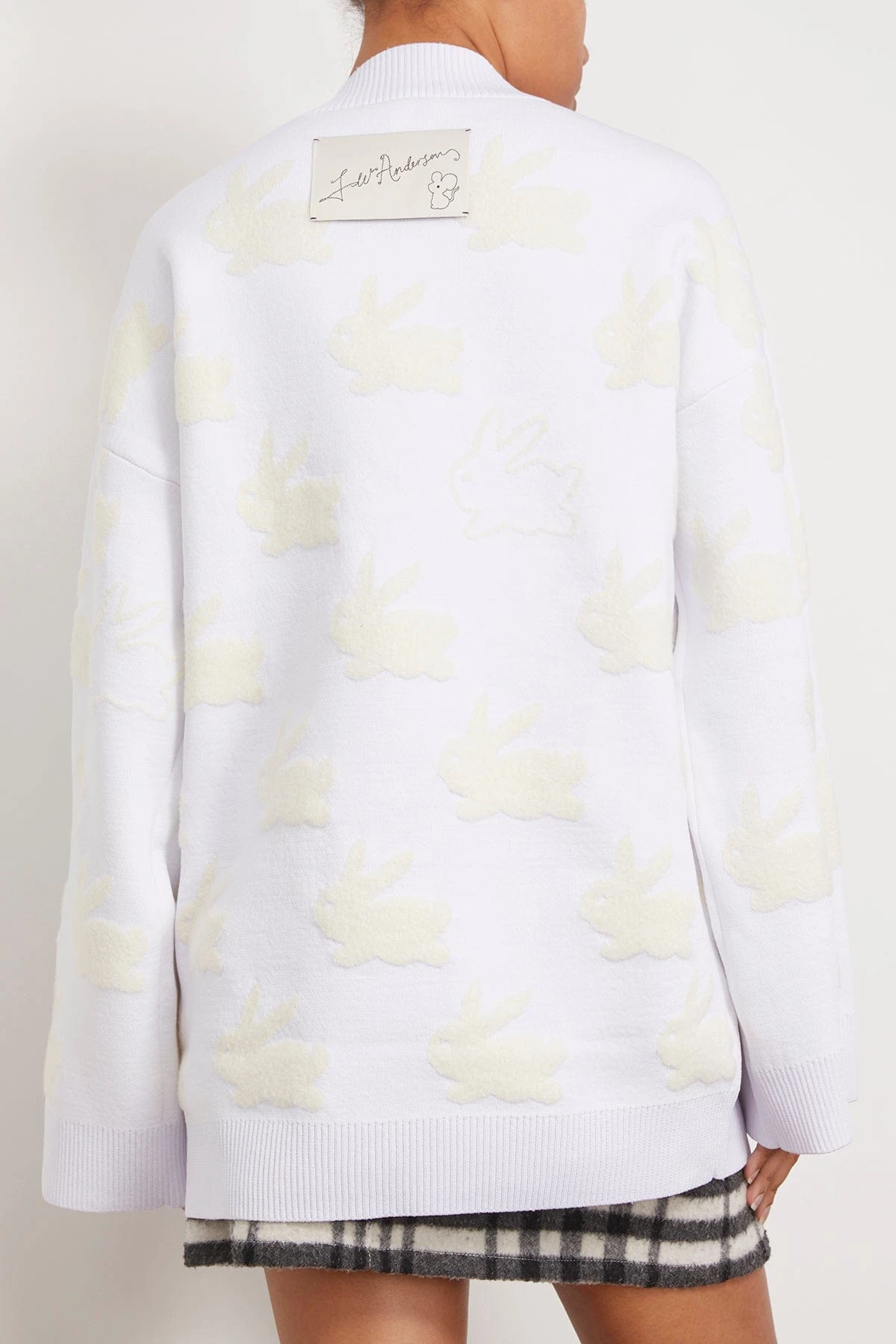JW Anderson Bunny Jacquard V Neck Jumper In White/Ivory 5 JW Anderson Bunny Jacquard V Neck Jumper In White/Ivory - Image 4