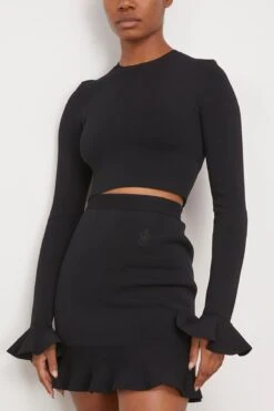 JW Anderson Cropped Ruffled Sleeve Jumper In Black -All Seasons Style jwanderson CroppedRuffledSleeveJumperinBlack 2