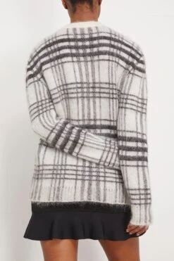 JW Anderson Tartan Check Crewneck Jumper In White/Black 9 JW Anderson Tartan Check Crewneck Jumper In White/Black -All Seasons Style jwanderson TartanCheckCrewneckJumperinWhiteBlack 3