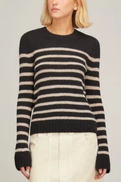 Tilda Crewneck Mariner Stripe Sweater In Black/Powder Stripe 8 Tilda Crewneck Mariner Stripe Sweater In Black/Powder Stripe -All Seasons Style khaite tilda crewneck mariner stripe sweater in black powder stripe 2