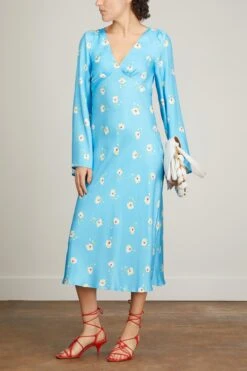 Libby Dress In Blue Vintage Pansy Print 7 Libby Dress In Blue Vintage Pansy Print -All Seasons Style kitri libby dress in blue vintage pansy print 1