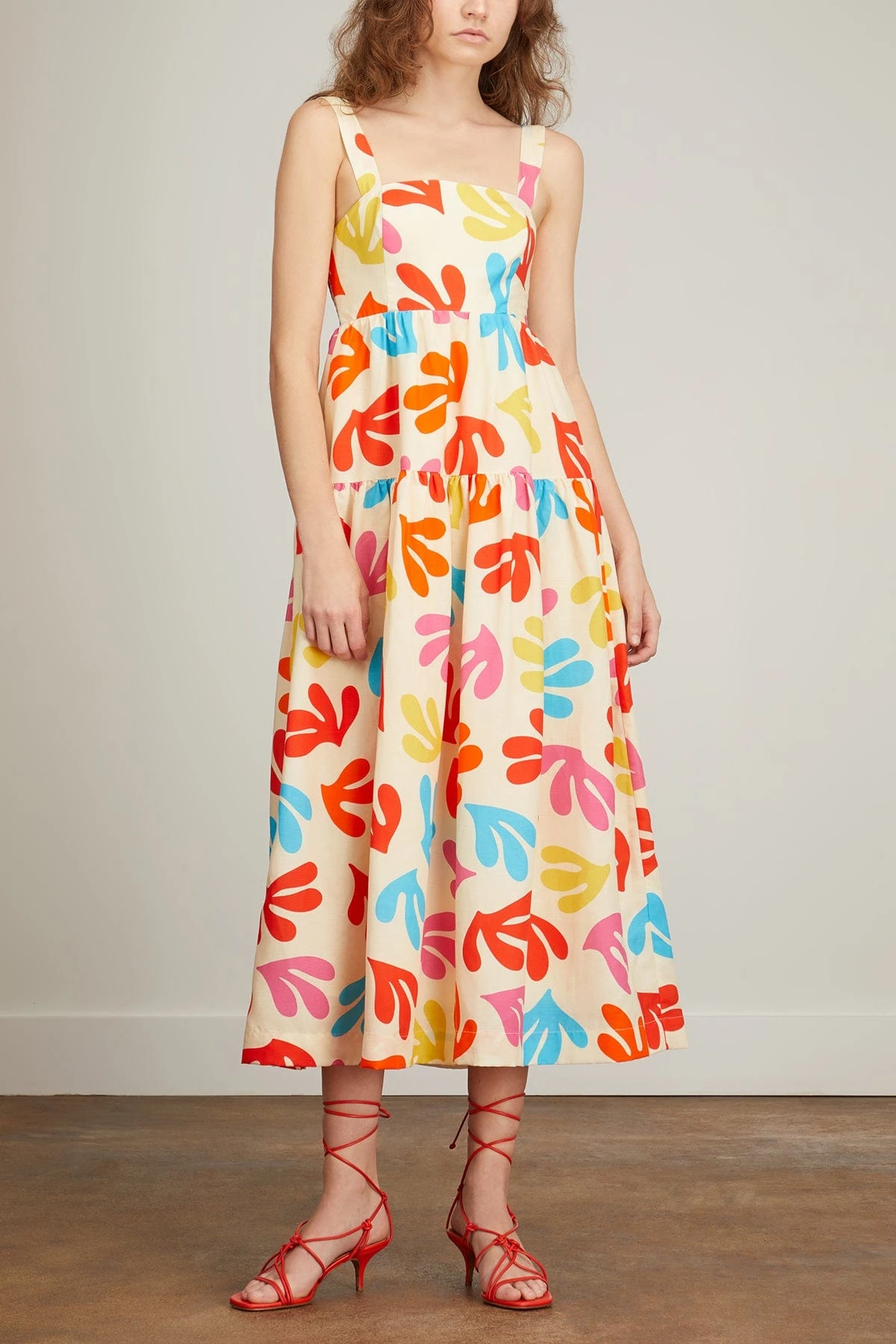 Rae Leaf Print Sun Dress In Multi Leaf 5 Rae Leaf Print Sun Dress In Multi Leaf - Image 3