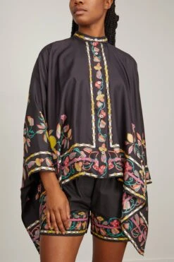 Foulard Shirt In Borboni Placed Nero -All Seasons Style ladoublej FoulardShirtinBorboniPlacedNero 2