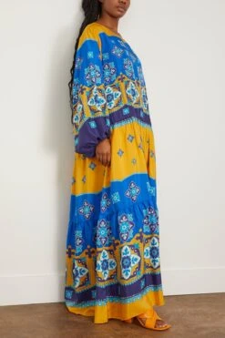 Vesta Dress In Tiles Degrade Placed Giallo -All Seasons Style ladoublej VestaDressinTilesDegradePlacedGiallo 2