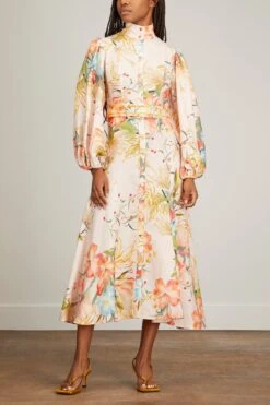 Nellie Midi Dress In Opulent Print In Blush -All Seasons Style leolin NellieMidiDressinOpulentPrintinBlush 2
