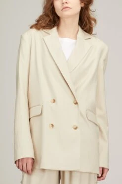 New Donau Blazer In Beige -All Seasons Style loulou new donau blazer in beige 2