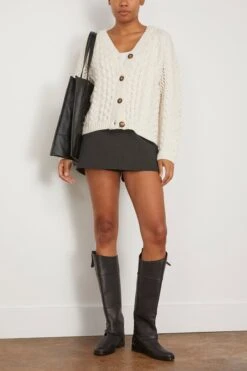 Kuma Cable Knit Cardigan In Ivory