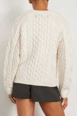 Kuma Cable Knit Cardigan In Ivory -All Seasons Style louloustudio KumaCableKnitCardiganinIvory 3