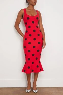Marni Techno Knit Dots Sleeveless Dress In Tulip -All Seasons Style marni TechnoKnitDotsSleevelessDressinTulip 2