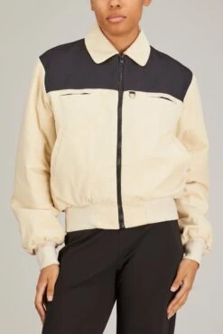 Nylon And Velvet Bomber In Black/Cream -All Seasons Style minuit nylon and velvet bomber in black cream 2