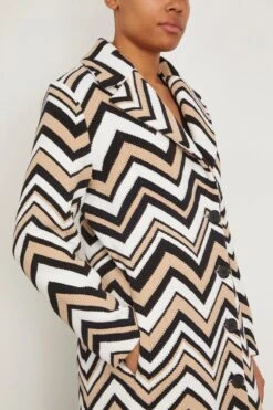 Missoni Coat In Zigzag Beige/White/Black -All Seasons Style missoni CoatinZigzagBeigeWhiteBlack 4