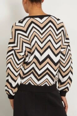 Missoni V-Neck Sweater In Zigzag Beige/White/Black 9 Missoni V-Neck Sweater In Zigzag Beige/White/Black -All Seasons Style missoni V NeckSweaterinZigzagBeigeWhiteBlack 3