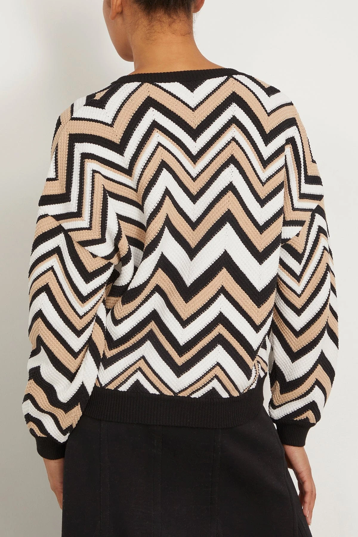 Missoni V-Neck Sweater In Zigzag Beige/White/Black 6 Missoni V-Neck Sweater In Zigzag Beige/White/Black - Image 4