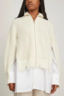 MM6 Maison Margiela Cardigan In Ivory -All Seasons Style mm6 CardiganinIvory 2