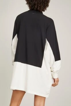 MM6 Maison Margiela Colorblock Turtleneck Dress In Black/White -All Seasons Style mm6 colorblock turtleneck dress in black white 3