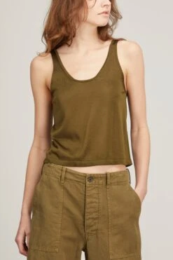 NILI LOTAN Winona Silk Tank In Army Green -All Seasons Style nili lotan winona silk tank in army green 2