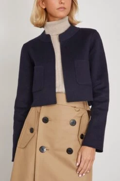 Double Face Cashmere/Wool Jacket In Navy -All Seasons Style odeeh DoubleFaceCashmereWoolJacketinNavy 2