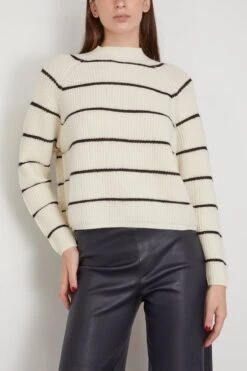 Relief Stripes Sweater In Cream 8 Relief Stripes Sweater In Cream -All Seasons Style odeeh ReliefStripesSweaterinCream 2